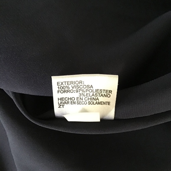 NEW Cremieux XS Navy Blue Selina Satin Striped Tulip Dress Bell Sleeves Elegant - Picture 14 of 14